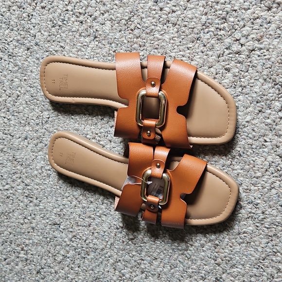 New Time and Tru Women's Brown Slide Sandals - Picture 4 of 6